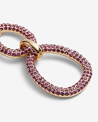Rhinestone Oval Linked Drop Earrings