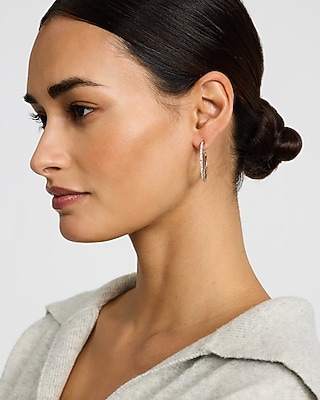 Pave Silver Hoop Earrings