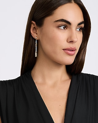 Pave Link Drop Stud Earrings