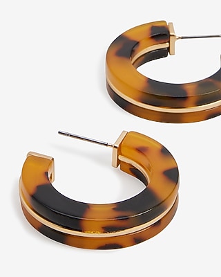 Medium Tortoise Post Back Hoop Earrings