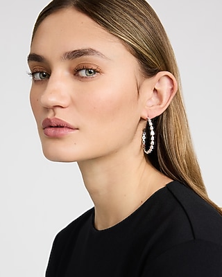 Pave Stone Hoop Earrings