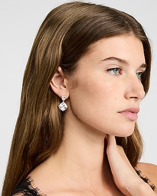 Pave Drop Diamond Shape Stud Earrings