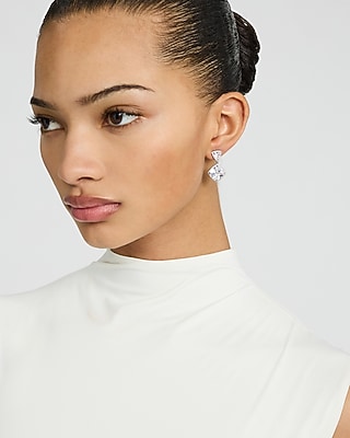 Pave Drop Diamond Shape Stud Earrings