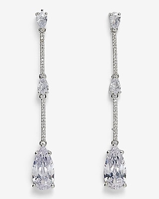 Rhinestone Teardrop Earrings Women's Silver