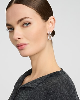 Pave Square Drop Stud Earrings