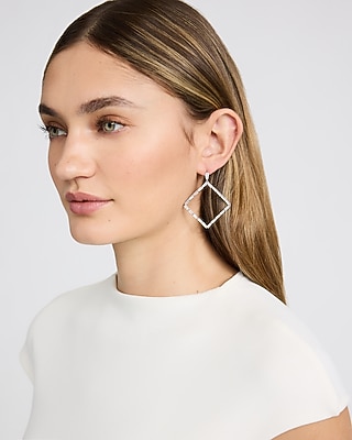 Diamond Hoop Drop Earrings