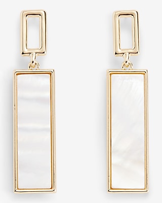 Linked Rectangle Pearl Drop Earrings