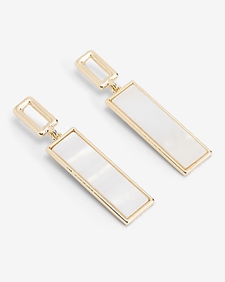Linked Rectangle Pearl Drop Earrings