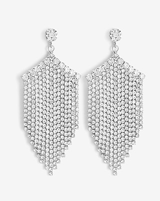 Stone Post Pave Fringe Drop Earrings