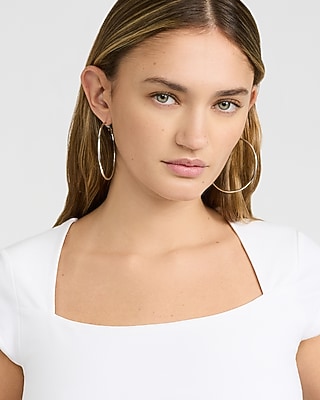 Large Thin Silver Hoop Earrings