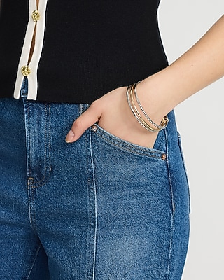 Linked Mixed Metal Bangle Bracelets