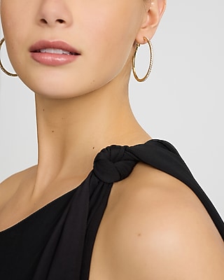 Thin Pave Gold Hoop Earrings