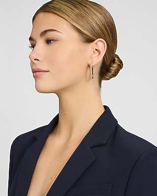 Edged Pave Gold Hoop Earrings