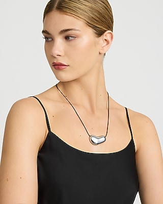 Silver Drop Pendant Leather Necklace