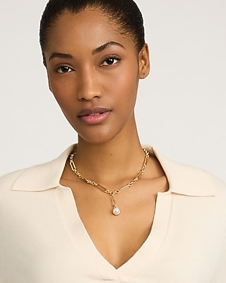 Pearl Drop Chain Necklace