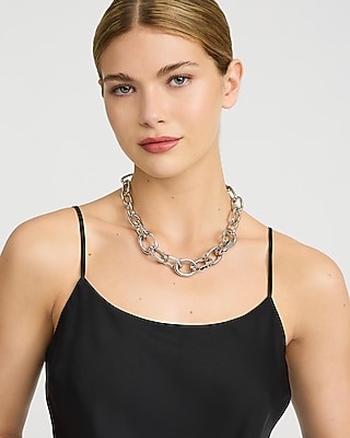 Silver Chunky Chain Statement Necklace