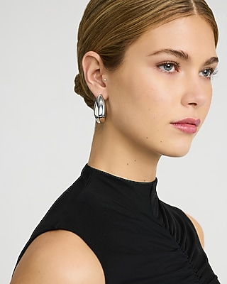 Silver Sculpted Drop Earrings