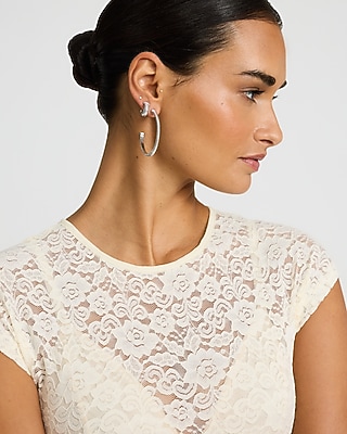 Textured Silver Two Pack Hoop Earrings