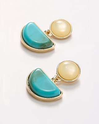 Turquoise Drop Pearl Stud Earrings