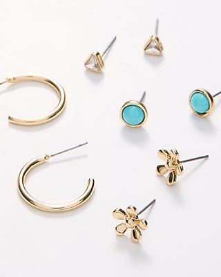 Gold Turquoise Variety 4 Pack Earrings
