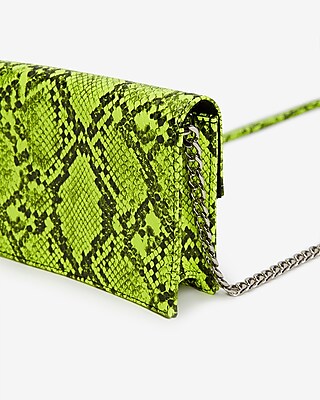 neon green snakeskin purse