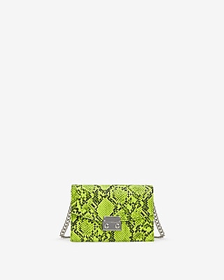 neon green snakeskin purse