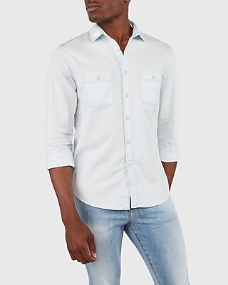light wash denim button up