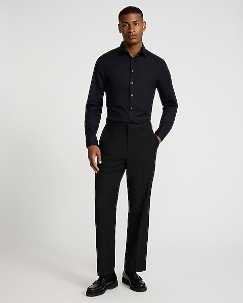 express dress shirt Men's Slim Cotton Stretch 1MX - Solid Button-Up, Easy Care This stretch infused long sleeve shirt is crafted from moisture Men's Shirts - Dress Shirts,