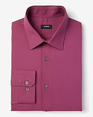 Slim Solid Cotton Stretch 1mx Dress Shirt | Express