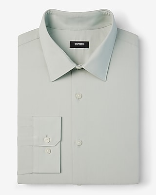 express white dress shirt Men's Slim Dot Print Wrinkle-Resistant Everyday Performance in Medium Extra Slim Solid Cotton Stretch