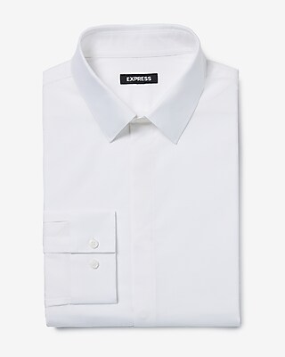 Slim Covered Placket Cotton Stretch 1mx Dress Shirt