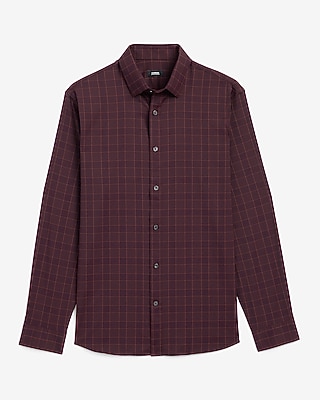 Slim Grid Plaid Wrinkle-Resistant Everyday Performance Dress Shirt