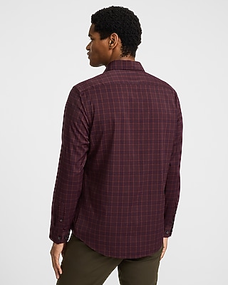 Slim Grid Plaid Wrinkle-Resistant Everyday Performance Dress Shirt