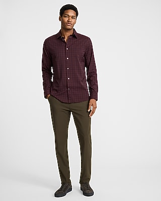 Slim Grid Plaid Wrinkle-Resistant Everyday Performance Dress Shirt