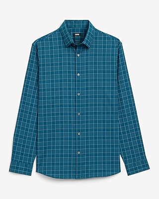 Slim Grid Plaid Wrinkle-Resistant Everyday Performance Dress Shirt