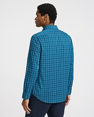 Slim Grid Plaid Wrinkle-Resistant Everyday Performance Dress Shirt