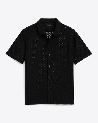 Textured Zig Zag Short Sleeve Shirt