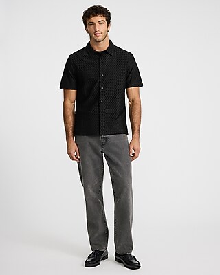 Textured Zig Zag Short Sleeve Shirt