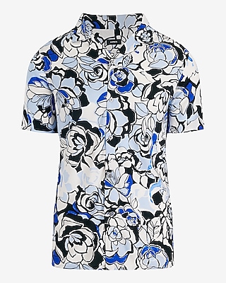 Abstract Floral Rayon Short Sleeve Shirt