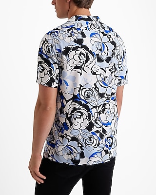 Abstract Floral Rayon Short Sleeve Shirt