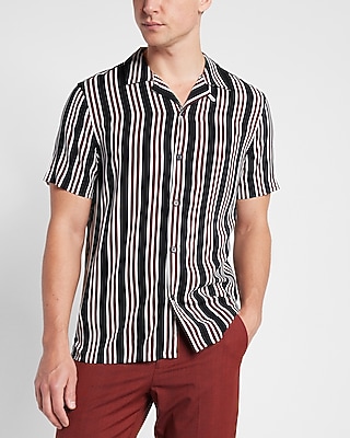 Striped Rayon Short Sleeve Shirt