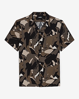 Abstract Print Rayon Short Sleeve Shirt