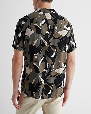 Abstract Print Rayon Short Sleeve Shirt