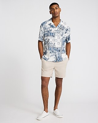 Patch Geo Floral Rayon Short Sleeve Shirt