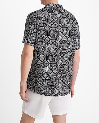 Dot Geo Linen-Blend Short Sleeve Shirt