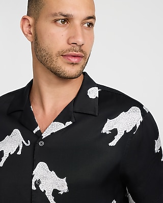 Leopard Print Short Sleeve Resort Shirt