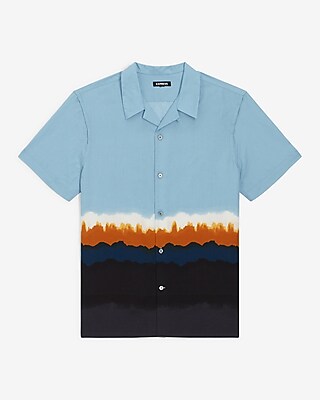 Painted Border Linen Short Sleeve Shirt