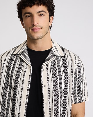 Textured Stripe Short Sleeve Shirt