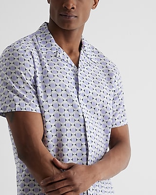 Geo Print Rayon Short Sleeve Shirt