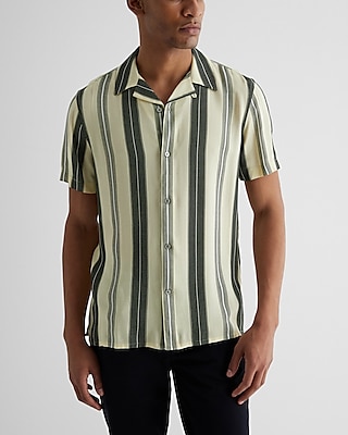 Striped Rayon Short Sleeve Shirt